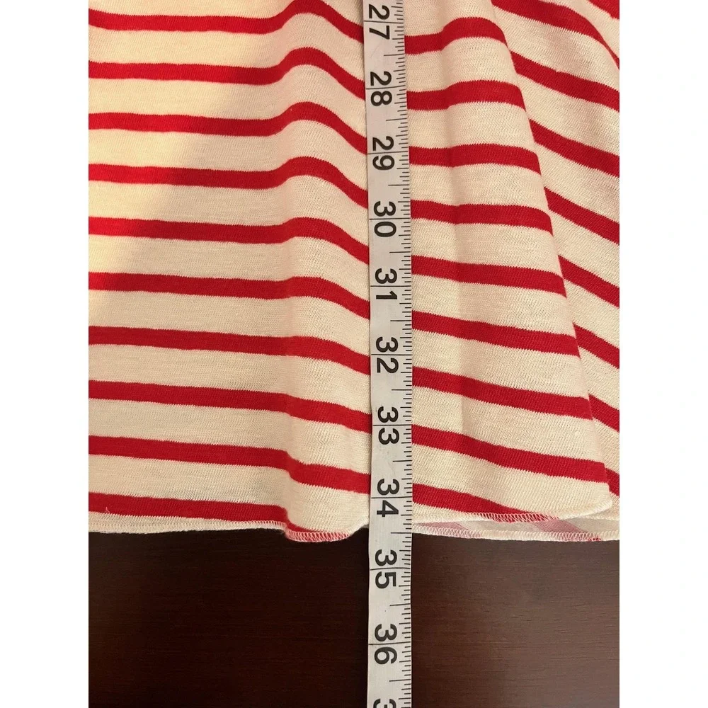 Tory Burch Dress Womens XS Red Striped Linen Boat Neck 3/4 Sleeve Fit & Flare